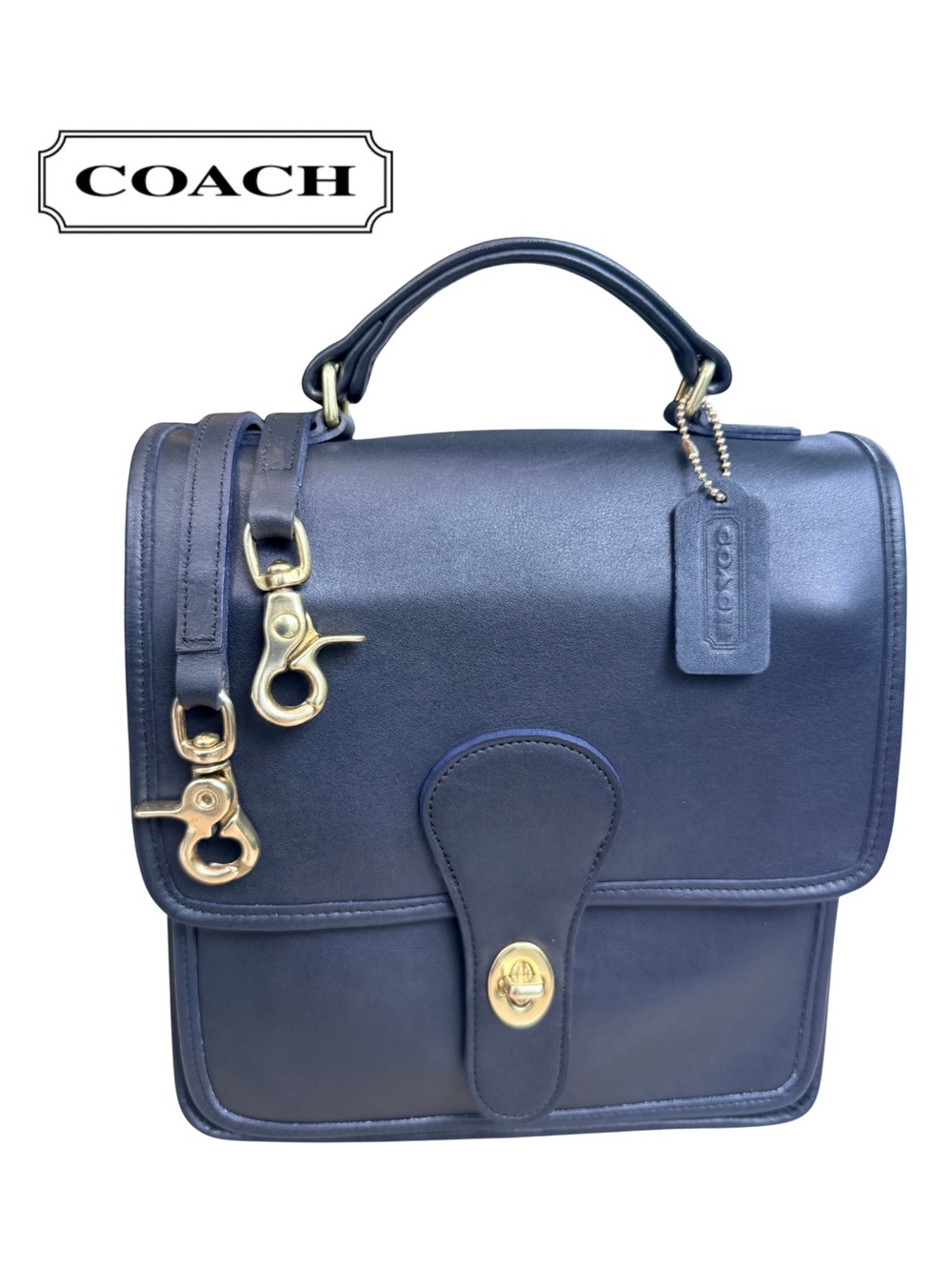 Vintage Coach Station Bag 5130 | Navy Blue Leather | Restored Crossbody